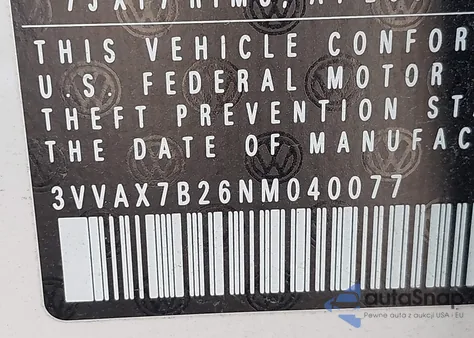 2022 Volkswagen Taos 1.5T S из США, поврежденный, VIN 3VVAX7B26NM040077